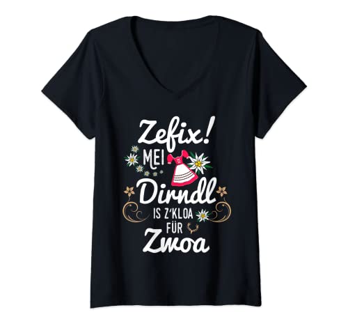 Damen Dirndl Ersatz Schwangere Mei Dirndl is z kloa für Zwoa Frau T-Shirt mit V-Ausschnitt Damen Dirndl Ersatz Schwangere Mei Dirndl is z kloa für Zwoa Frau T-Shirt mit V-Ausschnitt von Dirndl Ersatz Schwangerschaft