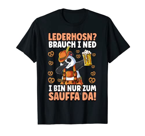 Herren Lederhosn Volksfest Bayern Kirchweih Panda Trachtenhemd T-Shirt von Dirndl Ersatz & Lederhosen Ersatz