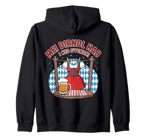 MEI Dirndl Hab I Ned G'fundn Lustiges Trachtenoutfit Frauen Kapuzenjacke von Dirndl Frauen Lustige Sprüche zum Fest im Oktober