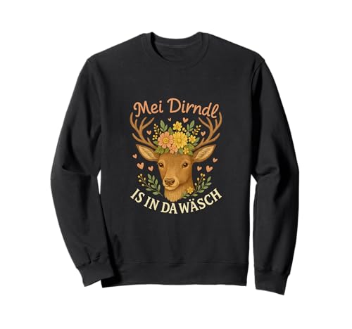 MEI Dirndl is in da Wäsch Hirsch Blumen Herz Oktoberfest Sweatshirt MEI Dirndl is in da Wäsch Hirsch Blumen Herz Oktoberfest Sweatshirt von Dirndl Replacement Costume