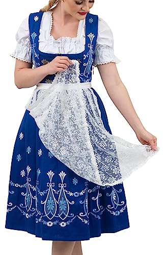 Dirndl Trachten Haus 3-teiliges Midi-Blau Besticktes Dirndlkleid-Set für das Oktoberfest von Dirndl Trachten Haus