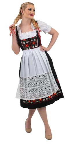 Dirndl Trachten Haus 3-teiliges langes Midi-Dirndlkleid-Set mit Stickerei in Schwarz für das Oktoberfest von Dirndl Trachten Haus
