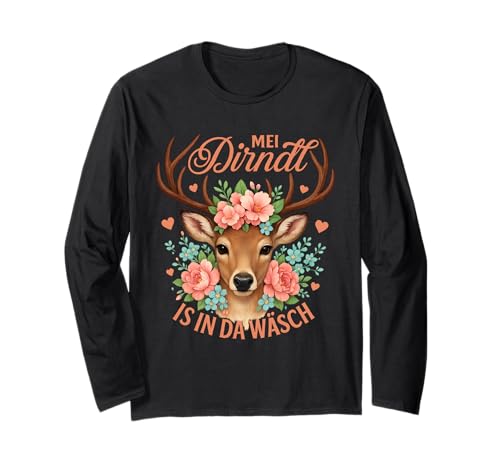 Oktoberfest Mein Dirndl ist in der Wäsche Langarmshirt von Dirndl loop dirndl apron dirndl trend tee