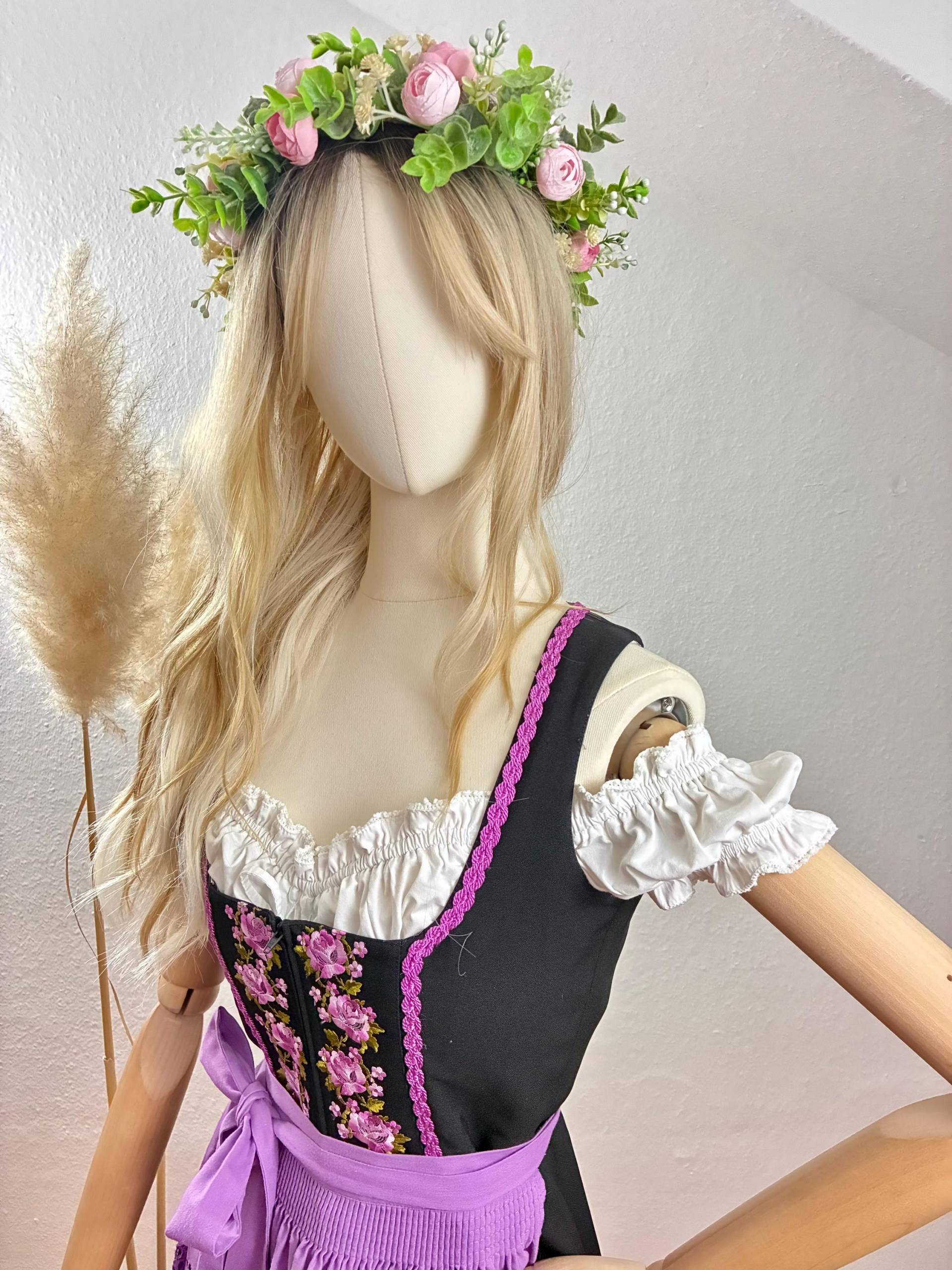 Dirndl Kurz 3Tlg Bestickt Schwarz/ Lila Gr. 34/Us 2 > Bitte Maße Beachten von DirndlFraeulein