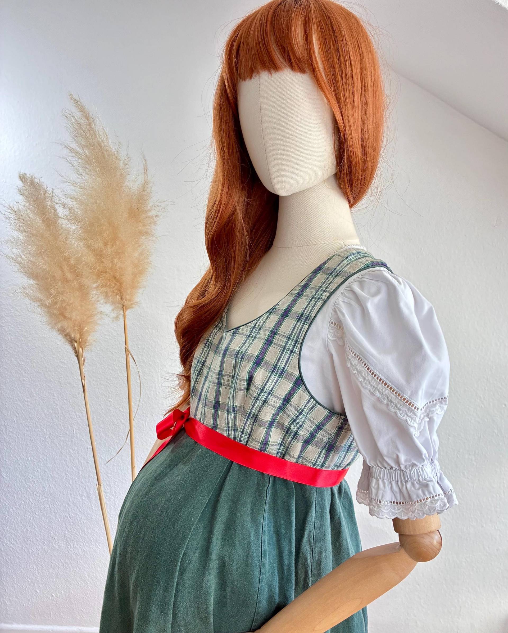 Dirndl Midi Schwangerschaft 2Tlg Grün/Rot Gr. 36-38/Us 4-6 >Bitte Maße Beachten von DirndlFraeulein