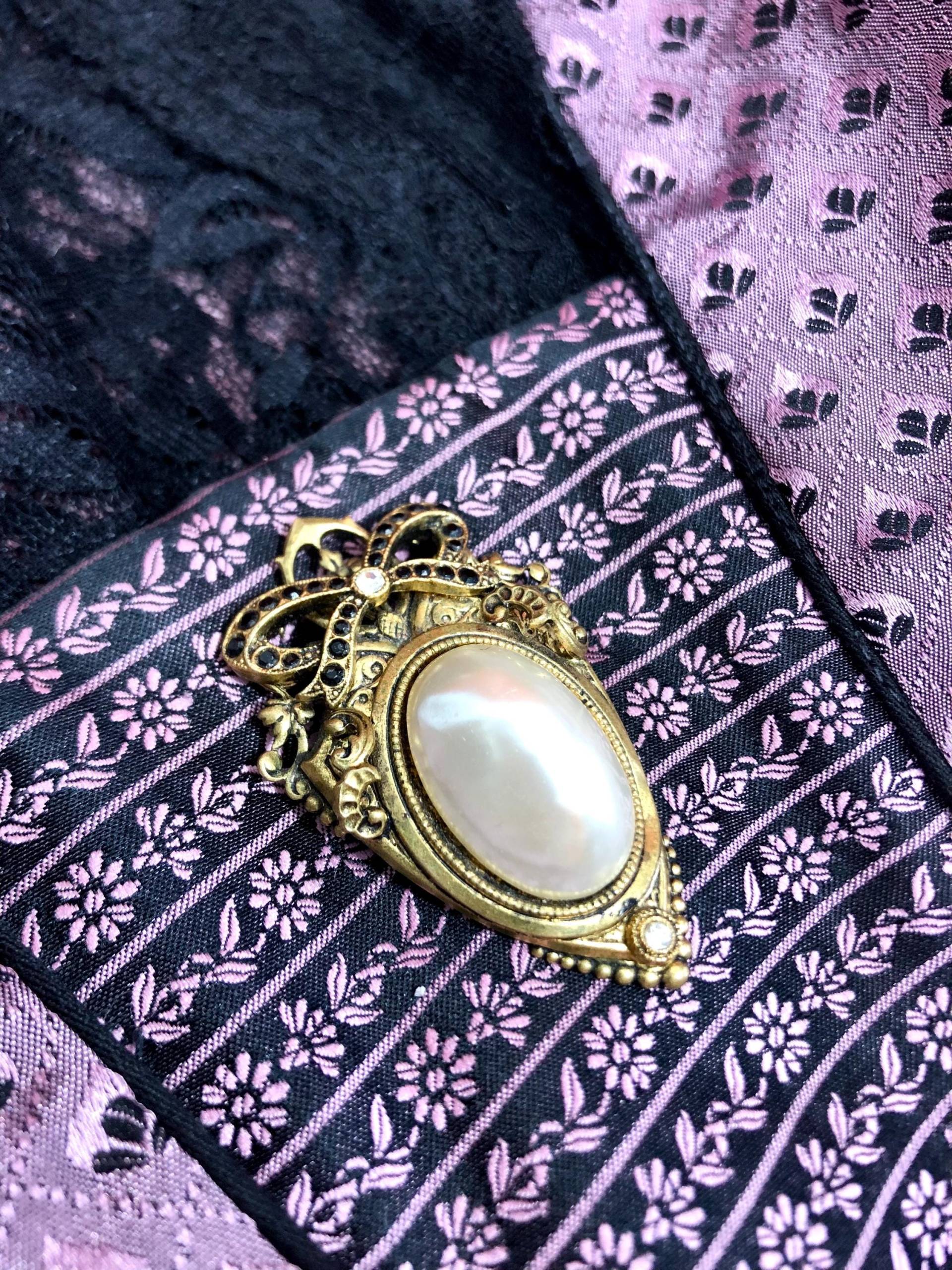 Vintage Brosche, Trachtenschmuck, Modeschmuck, Schleife, Perle von DirndlFraeulein