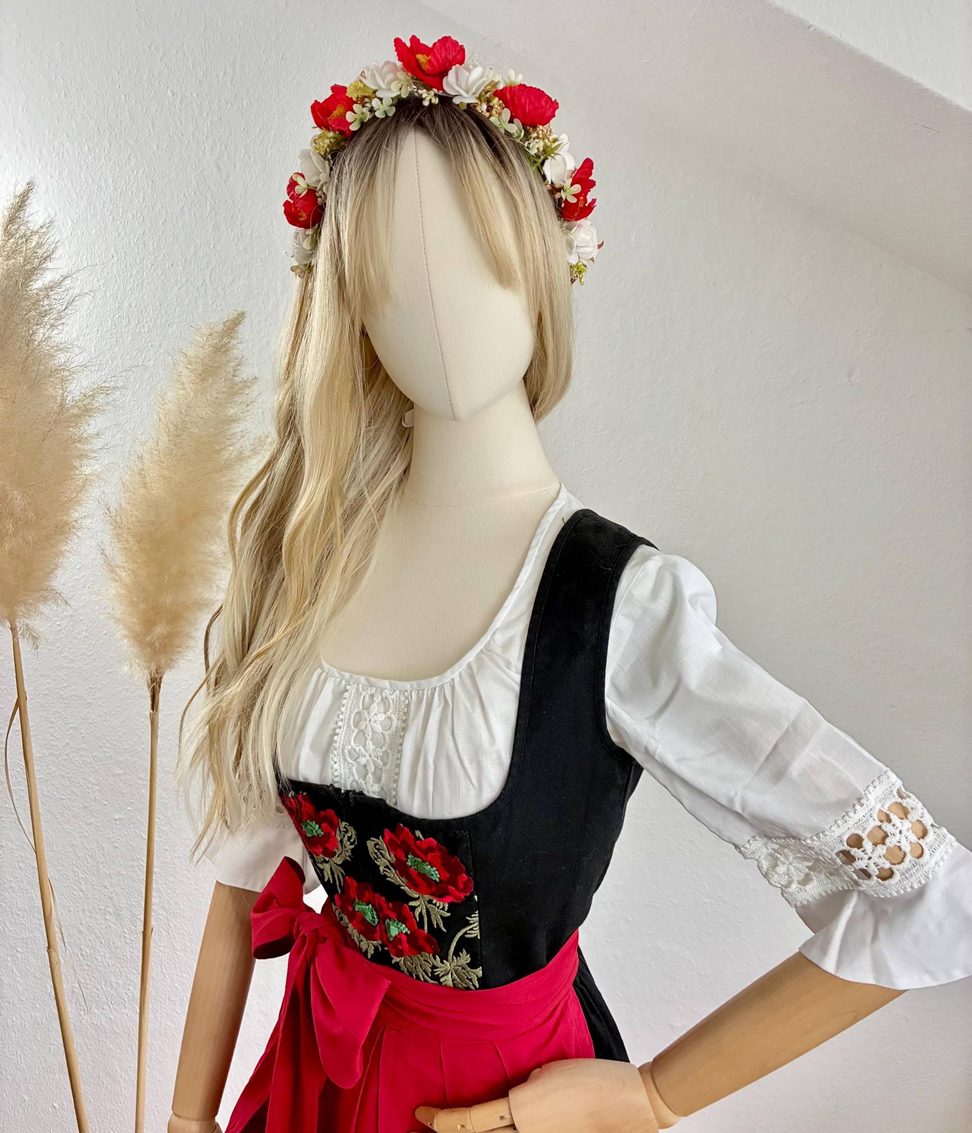 Vintage Dirndl Kurz 3Tlg Schwarz/Rot Gr. 36/Us 4 > Bitte Maße Beachten von DirndlFraeulein