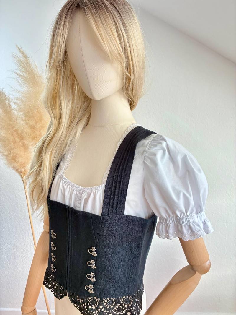Vintage Trachtenoberteil Mieder Schwarz Gr. 38/Us 6 >Bitte Maße Beachten von DirndlFraeulein