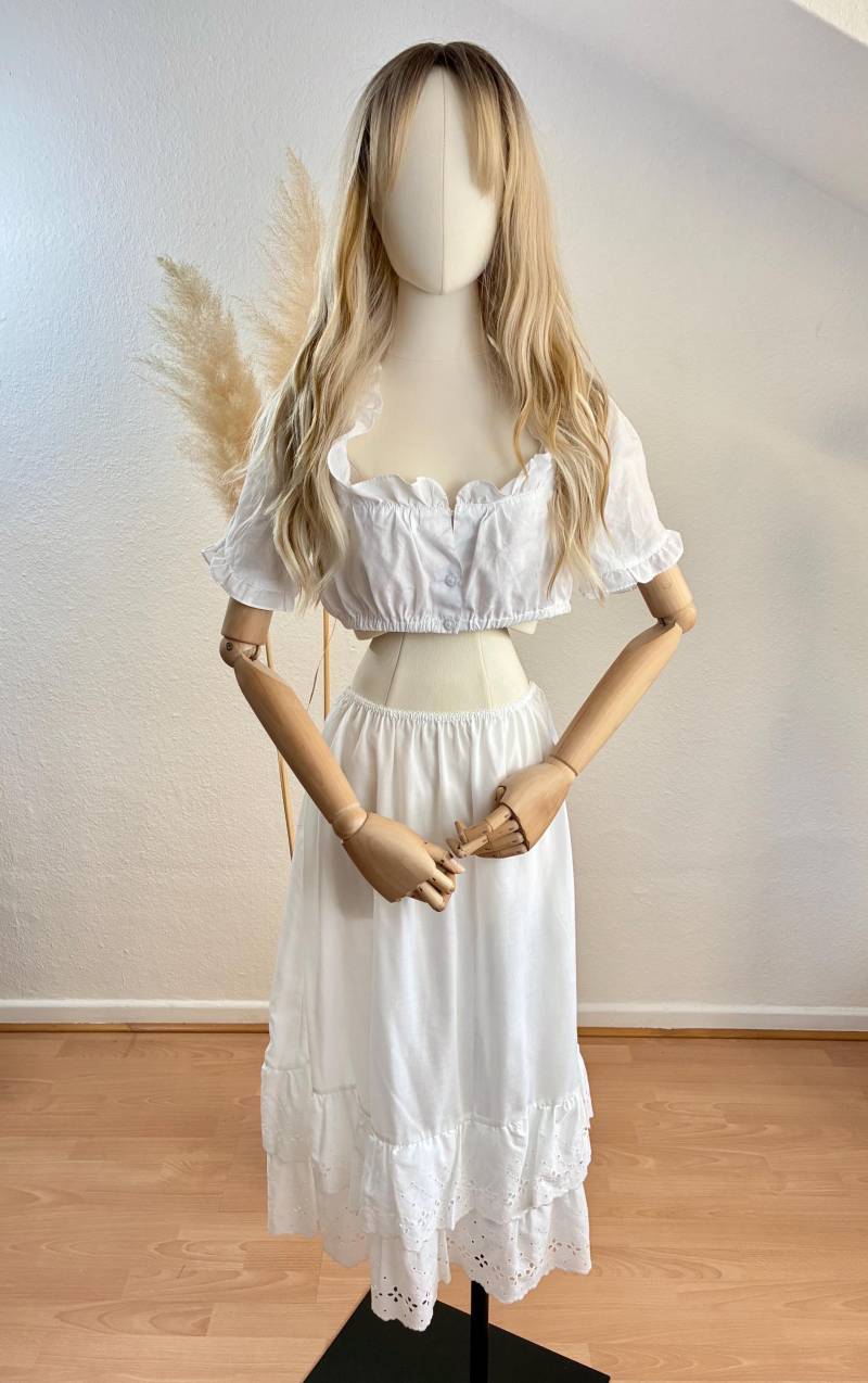 Vintage Unterrock Midi Lochspitze Gr.38-44/Us 6-12 >Bitte Maße Beachten von DirndlFraeulein