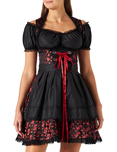 Dirndline Damen Premium Dirndl mit Bluse Kleid f?r besondere Anl?sse, rot/schwarz, M von Dirndline