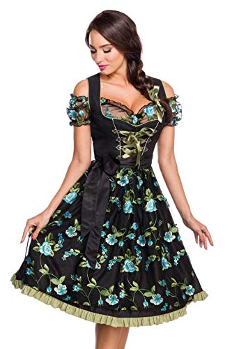 Dirndline Damen Dirndl inkl. Spitzenbluse Kleid f?r besondere Anl?sse, schwarz/gr?n, L von Dirndline