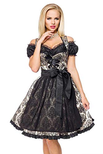 Dirndline Damen Festliches Brokatdirndl Kleid f?r besondere Anl?sse, schwarz/Gold, 3XL von Dirndline