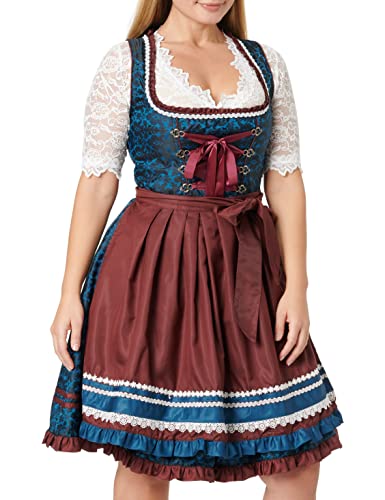 Dirndline Damen Premium Dirndl Kleid f?r besondere Anl?sse, blau/dunkelrot, XL von Dirndline