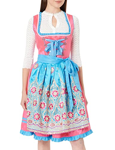Dirndline Damen Premium Dirndl Kleid f?r besondere Anl?sse, blau/pink, XS von Dirndline