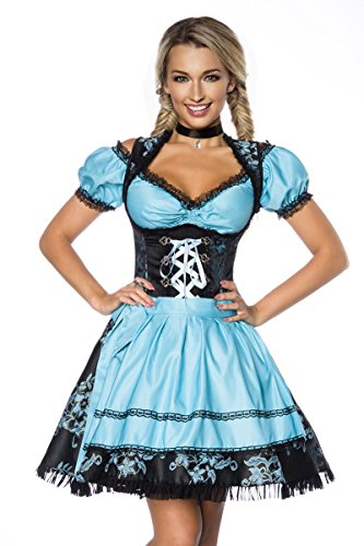 Dirndline Damen Premium Dirndl mit Bluse Kleid f?r besondere Anl?sse, blau/schwarz, 2XL von Dirndline