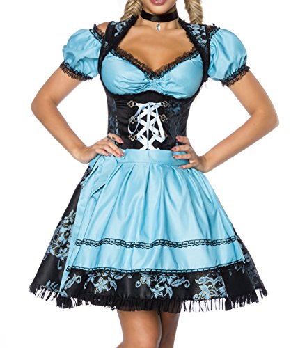 Dirndline Damen Premium Dirndl mit Bluse Kleid f?r besondere Anl?sse, blau/schwarz, M von Dirndline