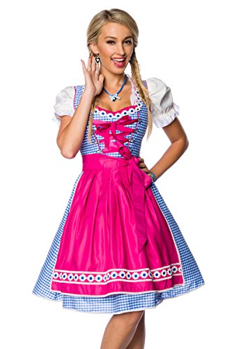 Dirndline Damen Traditionelles Karodirndl Kleid f?r besondere Anl?sse, pink/blau/wei?, 3XL von Dirndline