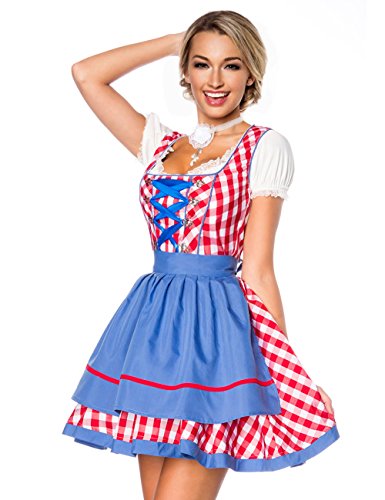 atixo Dirndline Damen Traditionelles Minidirndl Kleid f?r besondere Anl?sse, rot/blau/wei?, 2XL von Dirndline