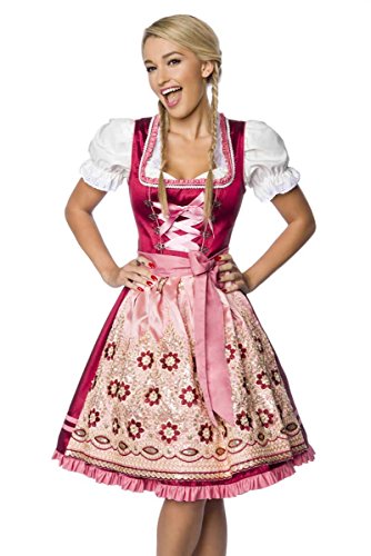 Dirndline Damen Premium Dirndl Kleid f?r besondere Anl?sse, rosa/rot, L von Dirndline