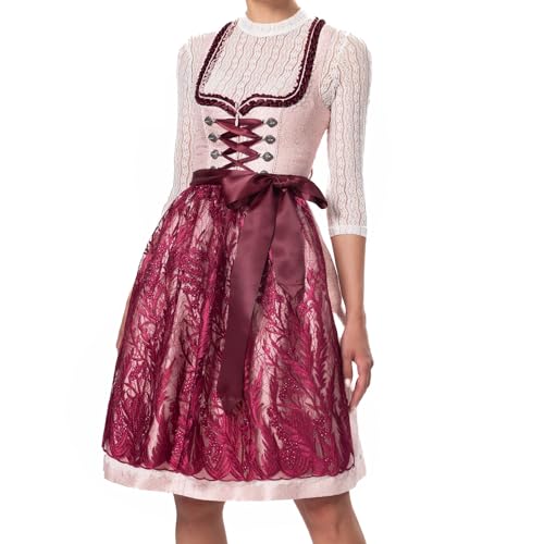 Dirndlparty Dirndl Trachtenrock Damen Dirndl Damen Trachtenrock Damen Dirndl für Damen Pink Trachtenrock Damen Knielang Dirndlschürzen Trachtenkleid Damen Elegant Rosa Oktoberfest,Größen 36 von Dirndlparty