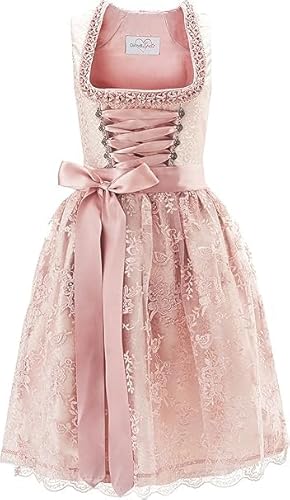 Dirndlspatz Midi Dirndl Damen Rose aus Exklusiver Kollektion inkl. Spitzenschürze Gr. 40 DS1001 von Dirndlspatz
