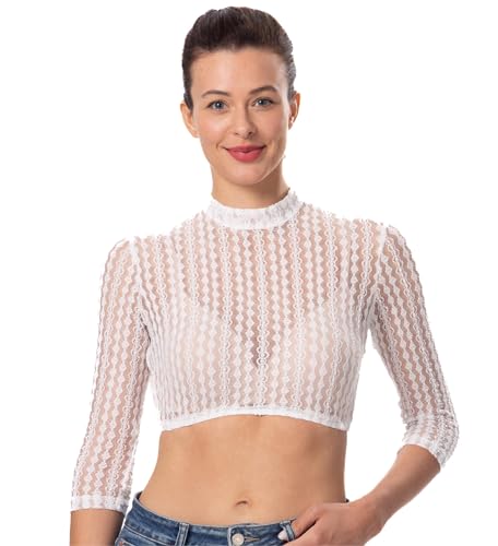 Dirndlwelle Dirndl Bluse Damen Hochgeschlossen Dirndlbluse Spitze Hochgeschlossen Trachtenbluse Damen Dirndlbluse Langarm Schlichte Dirndlblusen Stretch Dirndl Oktoberfest Bluse Größe 36 von Dirndlwelle