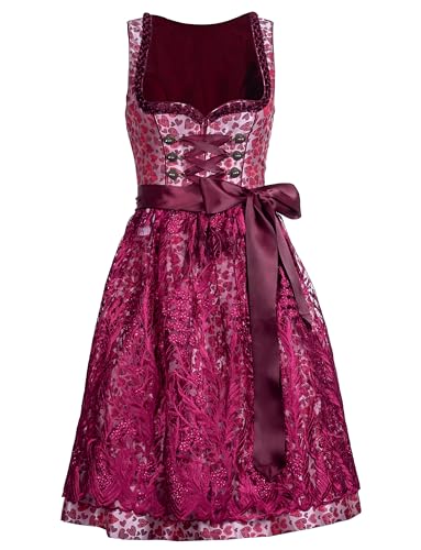 Dirndlwelle Dirndl Damen Midi, Dirndl Mädchen Dirndl Schürze 60CM inkl. Spitzenschürze Schlicht Elegant Einzeln Kostüm Oktoberfest Kostüm Gr.44 von Dirndlwelle