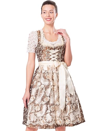 Dirndlwelle Dirndl Damen, Dirndl für Damen Mit Dirndl Schürze Dirndl Damen Midi Spitzenschürze Trantenkleid 60cm Dirndl Damen Lang Gr.44 von Dirndlwelle