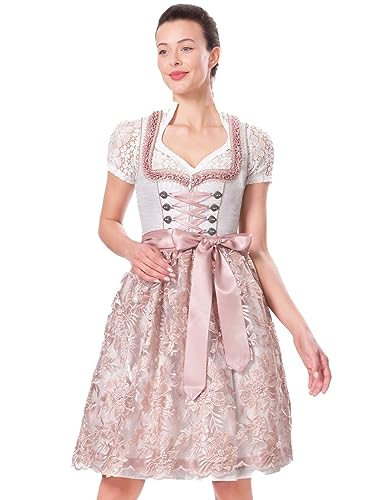 Dirndlwelle Dirndl Damen Rosa, Dirndl Damen Midi inkl.Schürze Dirndl für Damen Dirndl Damen Lang 60cm Gr.34 von Dirndlwelle