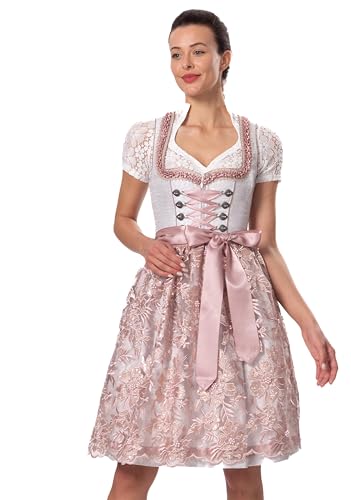 Dirndlwelle Dirndl Damen Rosa Dirndl Damen Midi inkl.Schürze 60cm Dirndl für Damen Dirndl Damen Lang Gr.38 von Dirndlwelle