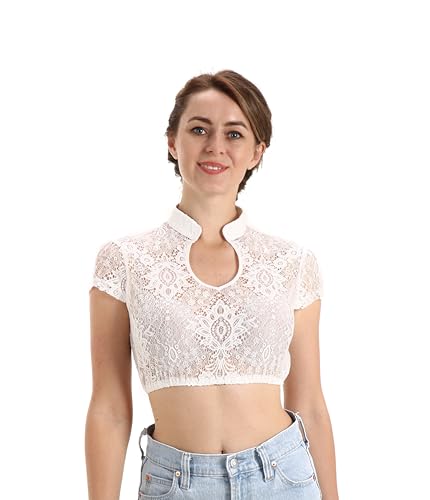 Dirndlwelle Trachtenbluse Dirndlbluse Trachtenbluse Damen Dirndlbluse Spitze Weiß Dirndlbluse Damen Dirndlbluse Spitze Creme Trachtenbluse Kurzarm Dirndlbluse mit Kragen Größe-38 von Dirndlwelle