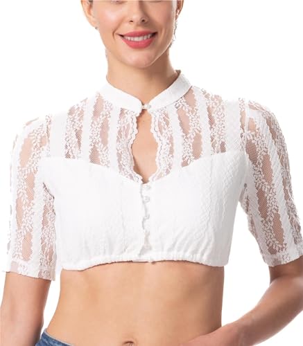 Dirndlwelle Dirndl Bluse Damen Kurzarm Dirndlbluse Hochgeschlossen Dirndlbluse Damen Baumwolle Dirndl Bluse Damen Spitze Dirndl Blusen Weiß Dirndlbluse Halbarm Weiß Oktoberfest Damen Bluse Größe 44 von Dirndlwelle