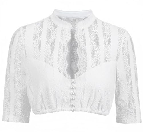 Dirndlwelle Dirndl Bluse Damen Dirndlbluse Hochgeschlossen Langarm Dirndlbluse Weiß Trachtenbluse Damen Schlicht Dirndlblusen Dirndl Bluse Hochgeschlossen Kurzarm Größe 44 von Dirndlwelle