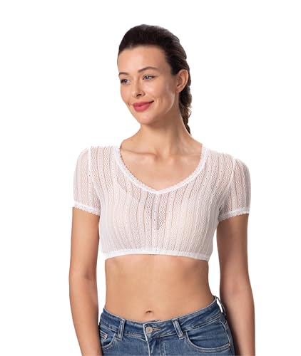 Dirndlwelle Dirndl Bluse Damen Dirndlbluse V Ausschnitt Dirndlbluse Spitze Trachtenbluse Damen Beige Creme Spitze Kurzarm Rose Oktoberfest Größe 42 von Dirndlwelle
