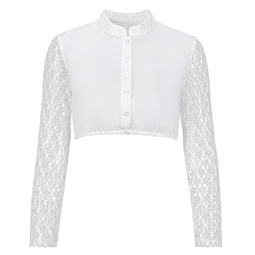 Dirndlwelle Dirndlbluse Damen Dirndlbluse Langarm Hochgeschlossen Spitze Modern Dirndl Bluse Damen Hochgeschlossen Trachtenbluse Baumwoll Schlichte Oktoberfest Größe 34 von Dirndlwelle