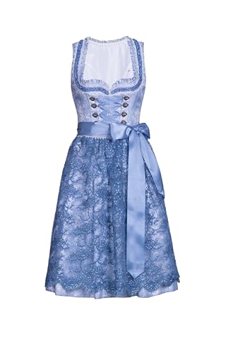 Dirndlwelle Dirndl für Damen Dirndl Kostüm Elegante Exklusive mit Reissverschluss Bavarian klassisch Oktoberfest Dirndlkleid Midi Dirndl Damen Blau Trachtenmode Zweiteiler Größe 42 von Dirndlwelle