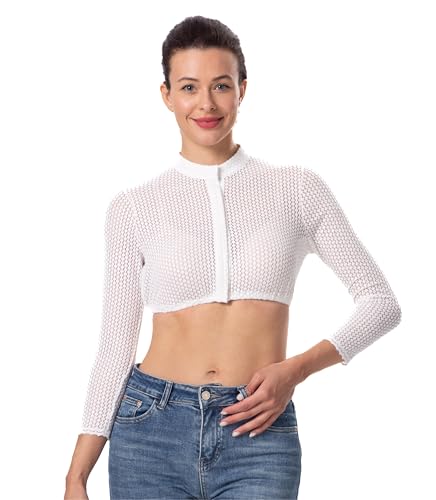 Dirndlwelle Dirndl Bluse Damen Trachtenblusen für Damen Dirndlbluse Spitze Hochgeschlossen Weiß Schulterfrei Lang Dirndlbluse Spitze 44 von Dirndlwelle