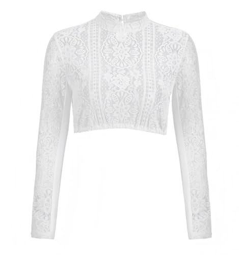 Dirndlwelle Dirndlbluse Hochgeschlossen Dirndl Bluse Damen Hochgeschlossen Bluse Dirndl Dirndlbluse Langarm Weiß Spitze Trachtenbluse Langarm Damen Oktoberfest Größe 34 von Dirndlwelle