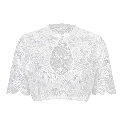 Dirndlwelle Dirndlbluse Damen Dirndlbluse Kurzarm Dirndlbluse Weiß Dirndlbluse Creme Dirndlbluse Halbarm Dirndlbluse Spitze Trachtenbluse Damen Lochausschnitt Sexy Blumen Oktoberfest Größe 34 von Dirndlwelle