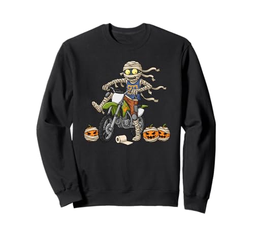 Lustiges Motocross-Mumien-Kürbis-Halloween Kinder Herren Damen Sweatshirt von Dirt Bike Lover Cute Halloween Outfit for Boy Girl