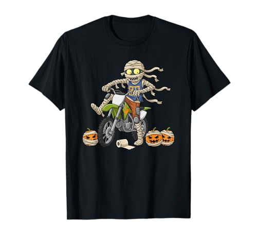 Lustiges Motocross-Mumien-Kürbis-Halloween Kinder Herren Damen T-Shirt von Dirt Bike Lover Cute Halloween Outfit for Boy Girl