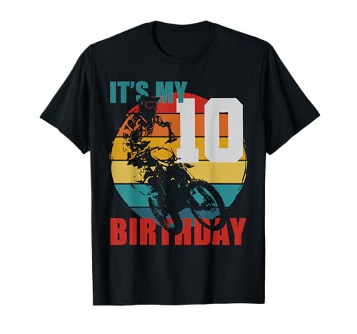 Kinder 10 Jahre alt Kind – Geburtstag Junge – Dirt Bike Motorrad T-Shirt von Dirt Bike - Motocross Birthday Ideas Apparel