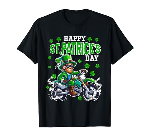 St. Patrick's Day Man Riding Dirt Bike Shamrocks Biker Lover T-Shirt von Dirt Bike St. Patrick's Day Costume