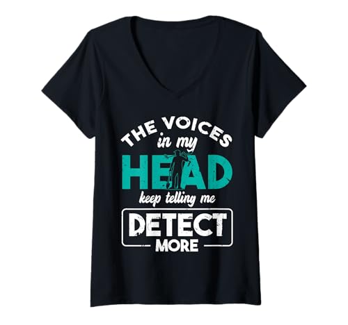 Damen The Voices In My Head Keep Telling Me Detect More T-Shirt mit V-Ausschnitt Damen The Voices In My Head Keep Telling Me Detect More T-Shirt mit V-Ausschnitt von Dirt Fishing Metalldetektor Design