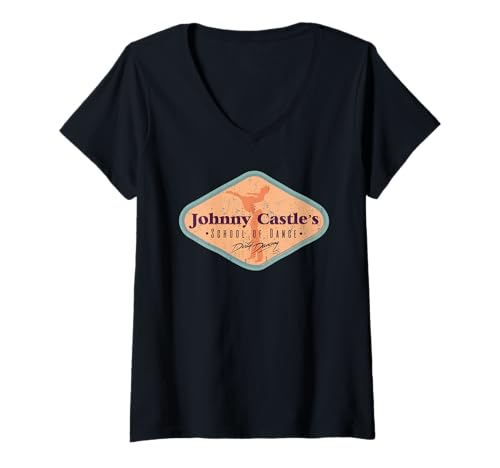 Damen Dirty Dancing Johnny Castle's School of Dance Anstecker T-Shirt mit V-Ausschnitt von Dirty Dancing
