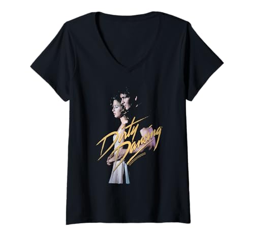 Damen Dirty Dancing Johnny & Frances Baby Close Dance T-Shirt mit V-Ausschnitt von Dirty Dancing