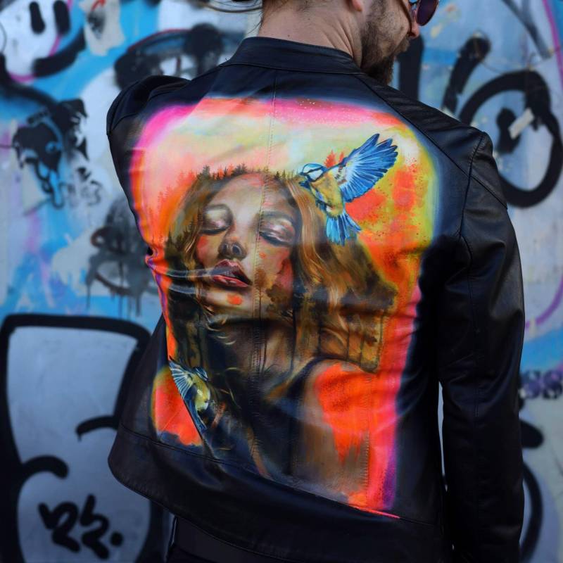Unique Handpainted Graffiti Leather Jacket With Handmade Sterling Silver Zipper X Berlin Wall Spray Paint Layers Nfc Chip Inside Unique Handpainted Graffiti Leather Jacket With Handmade Sterling Silver Zipper X Berlin Wall Spray Paint Layers Nfc Chip Inside von DirtyJewelsBerlin