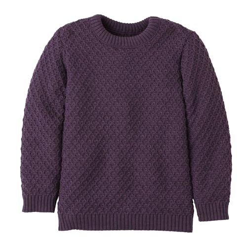 ARAN-PULLOVER Kinder - 100% Bio-Merino – atmungsaktiv & kuschelig warm - unisex Gr. 86 - 140 - nachhaltig & fair - ideal für kalte Tage dank fluffigem Strick - made in Germany | Aubergine Gr. 134-140 von Disana