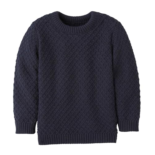 ARAN-PULLOVER Kinder - 100% Bio-Merino – atmungsaktiv & kuschelig warm - unisex Gr. 86 - 140 - nachhaltig & fair - ideal für kalte Tage dank fluffigem Strick - made in Germany | Indigo Gr. 110-116 von Disana