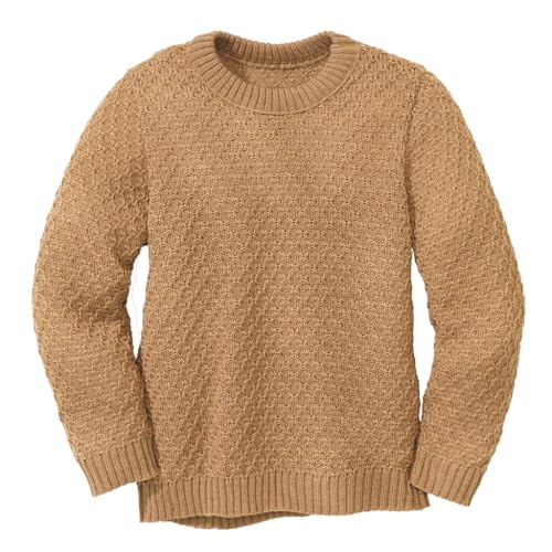 ARAN-PULLOVER Kinder - 100% Bio-Merino – atmungsaktiv & kuschelig warm - unisex Gr. 86 - 140 - nachhaltig & fair - ideal für kalte Tage dank fluffigem Strick - made in Germany | Karamell Gr. 134-140 von Disana